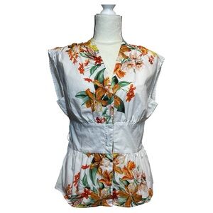 White House Black Market Floral Sleeveless Top Size Medium